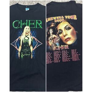 Cher 2002 Graphic T-Shirt Double Sided World Tour Tee Large JC Sports Tag